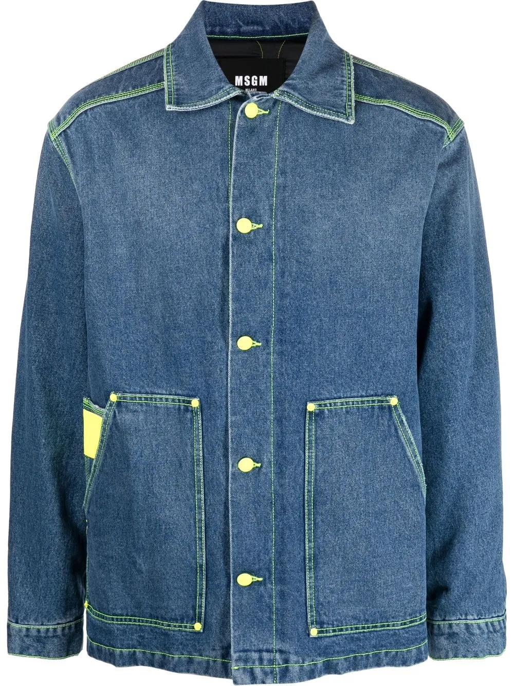 

MSGM Worker contrast-detail denim jacket - Blue