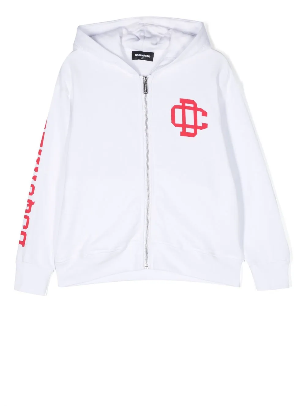 

Dsquared2 Kids hoodie con cierre y logo estampado - Blanco