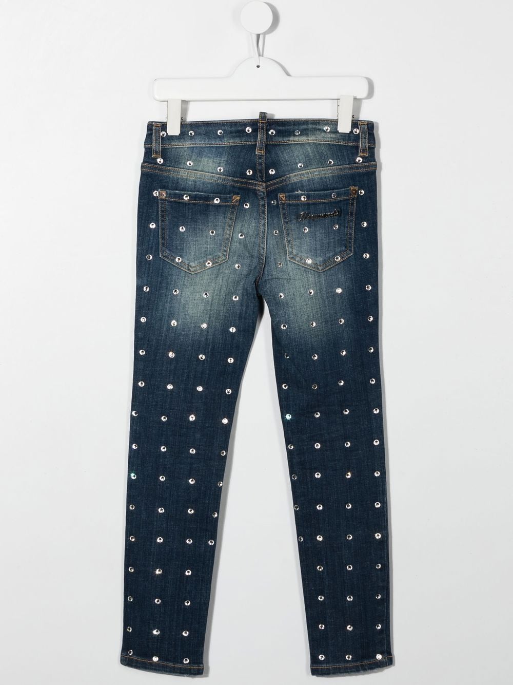 Shop Dsquared2 Swaroski Crystal Washed Jeans In Blue