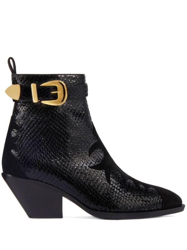 snakeskin effect ankle boots