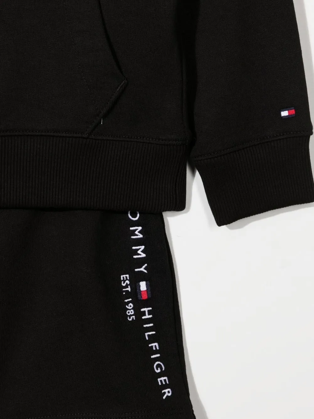 Tommy Hilfiger Junior Embroidered-logo Hoodie Set In Black