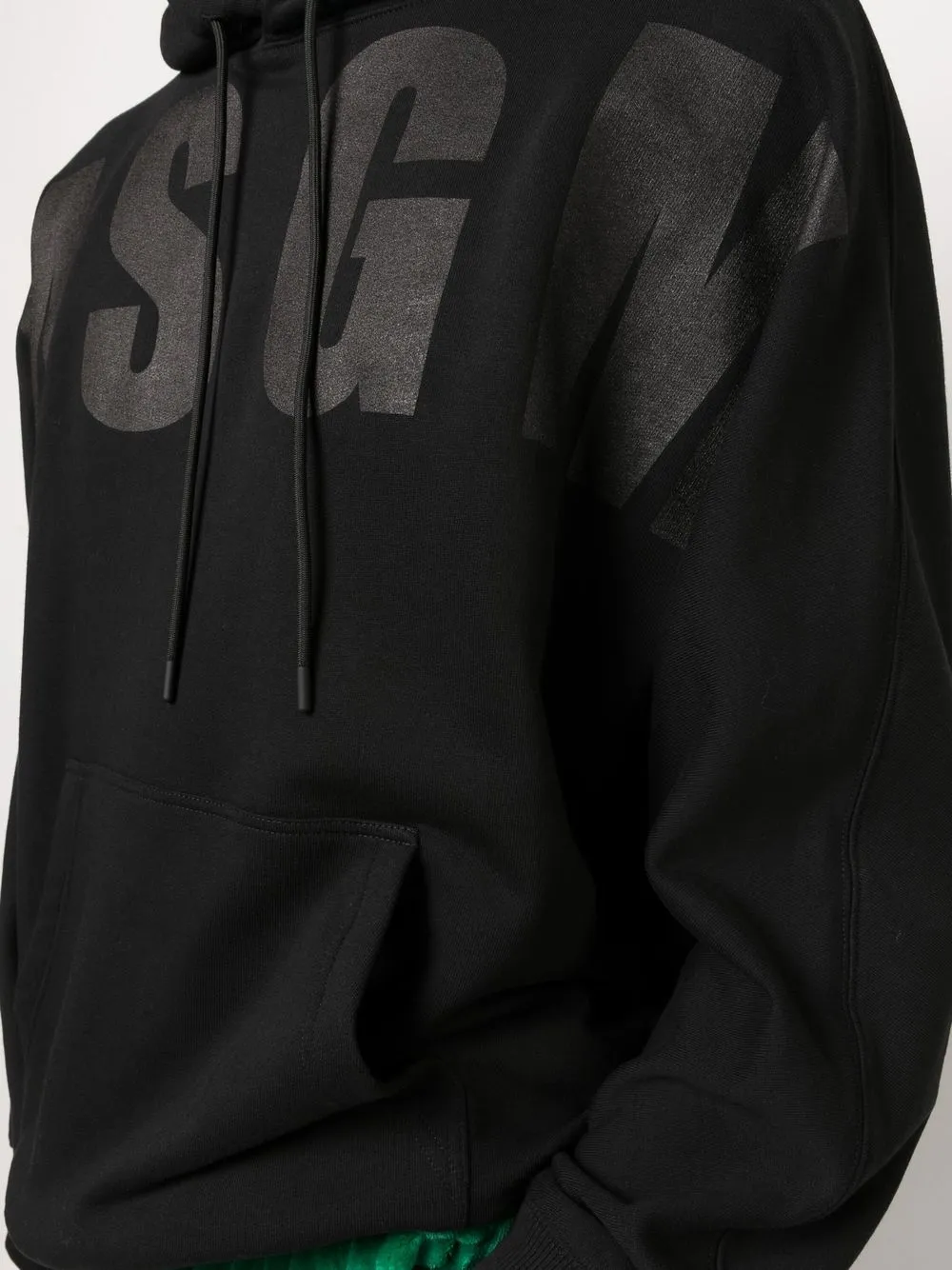 Msgm Black Printed Hoodie In Schwarz