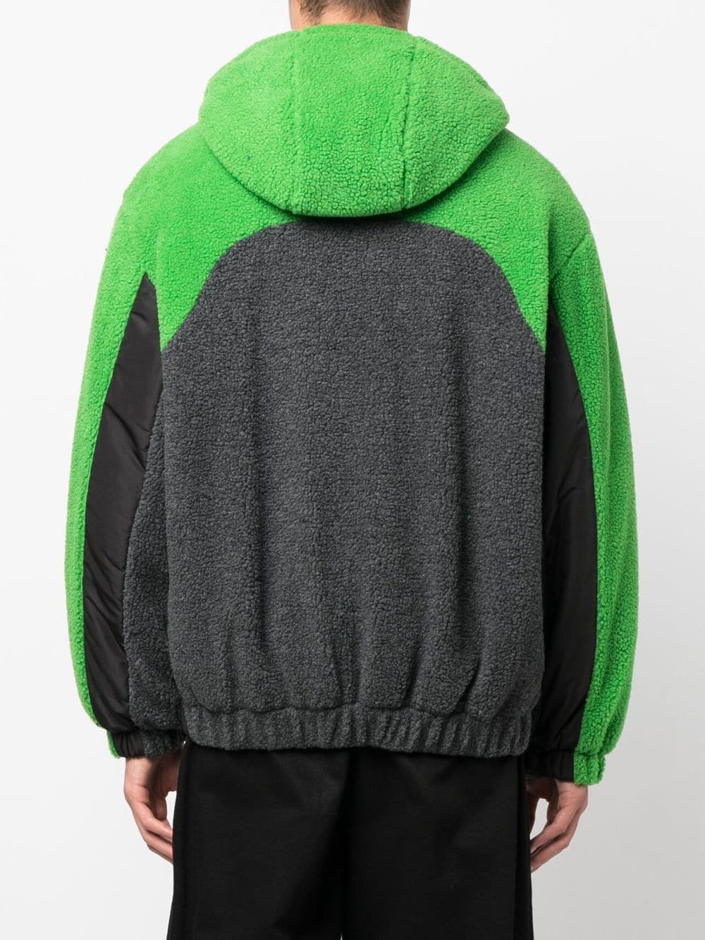 Shop Msgm Hooded Panelled Jacket In Green