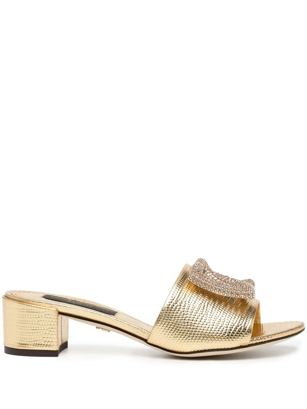 

Dolce & Gabbana logo-plaque open-toe sandals - Gold