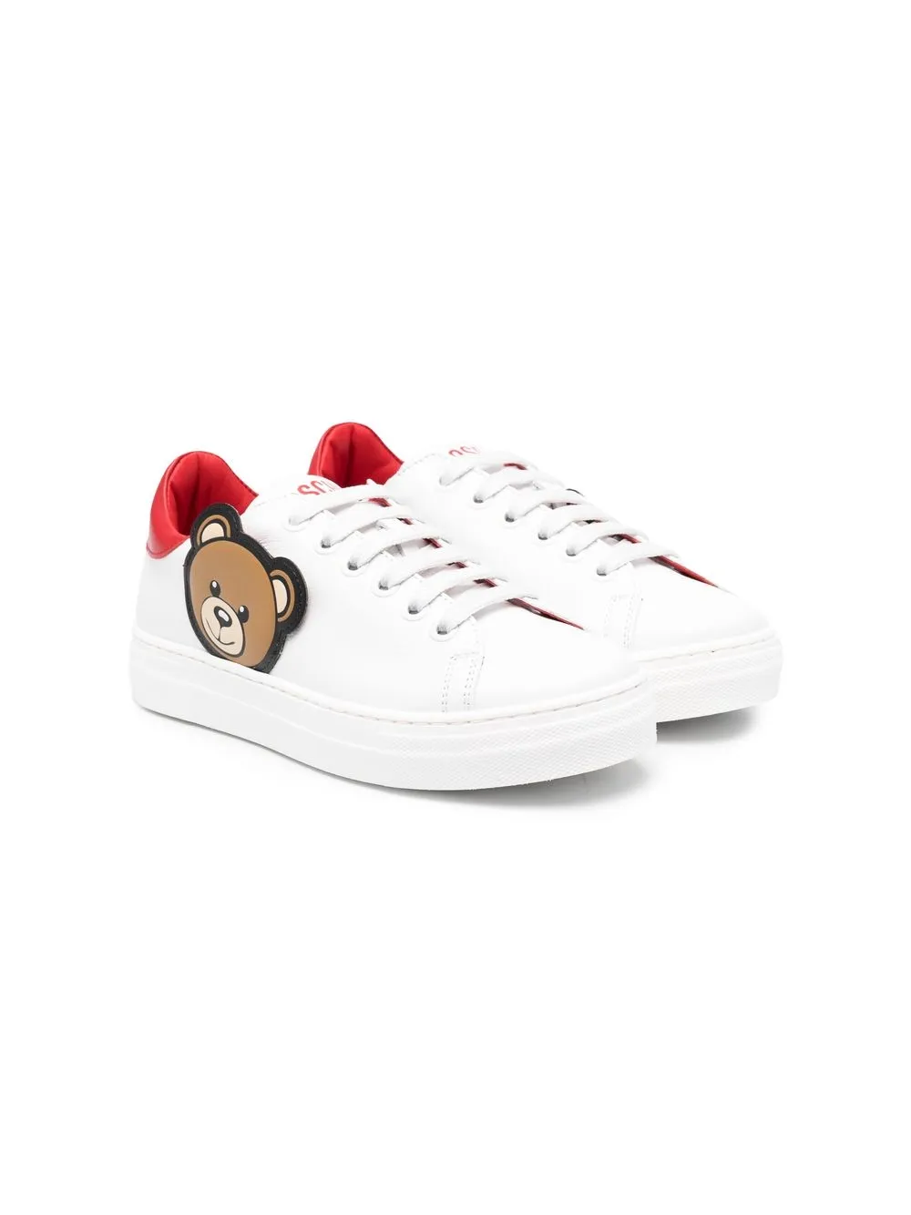 

Moschino Kids side toy-bear detail sneakers - White