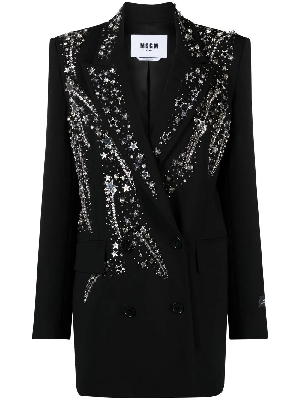 

MSGM bead-embellished double-breasted blazer - Black