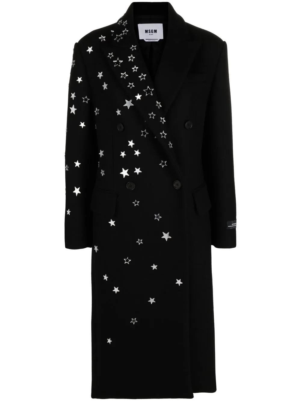 

MSGM abrigo con apliques de estrella y doble botonadura - Negro