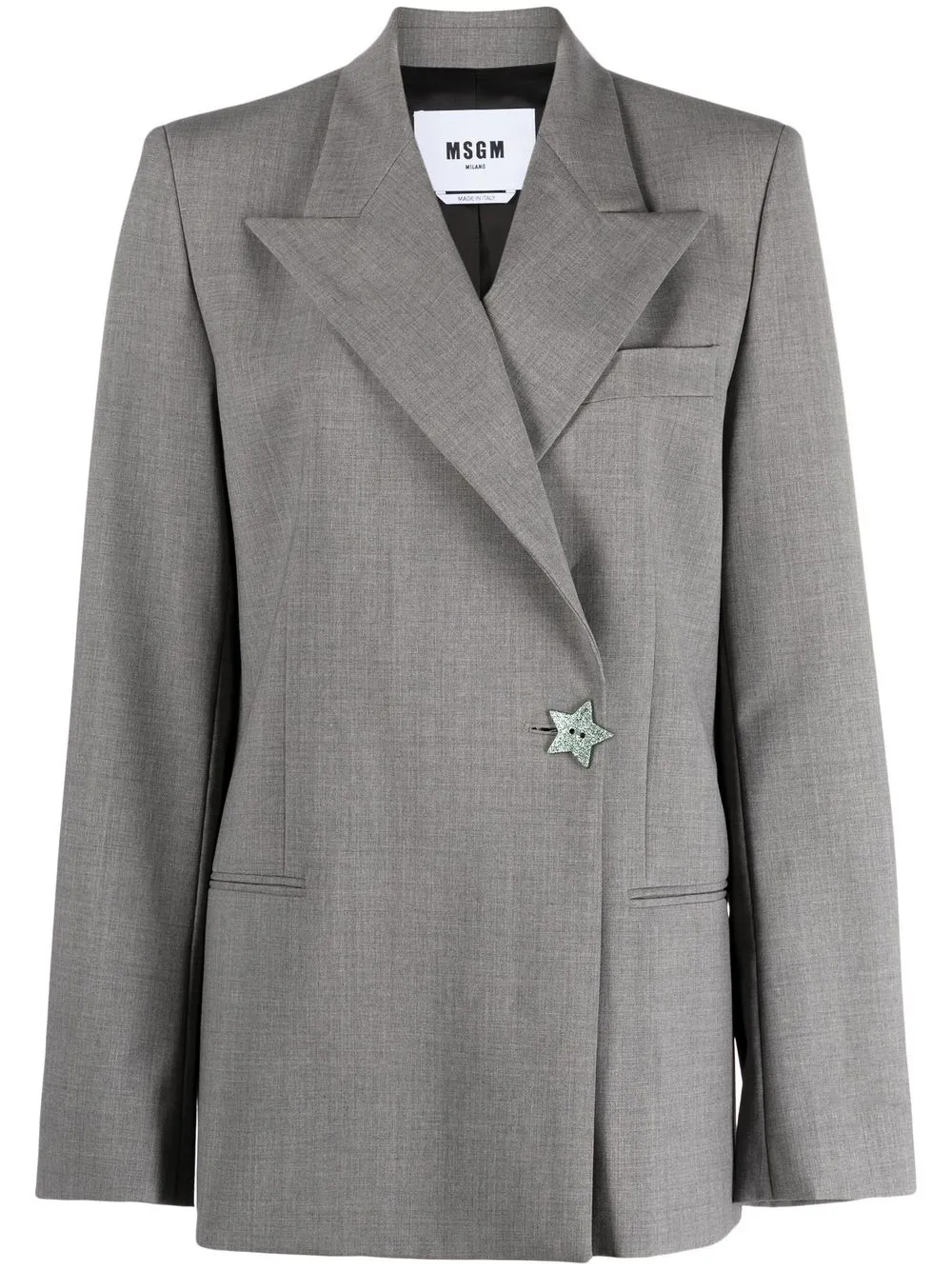 

MSGM star-button logo-patch blazer - Grey