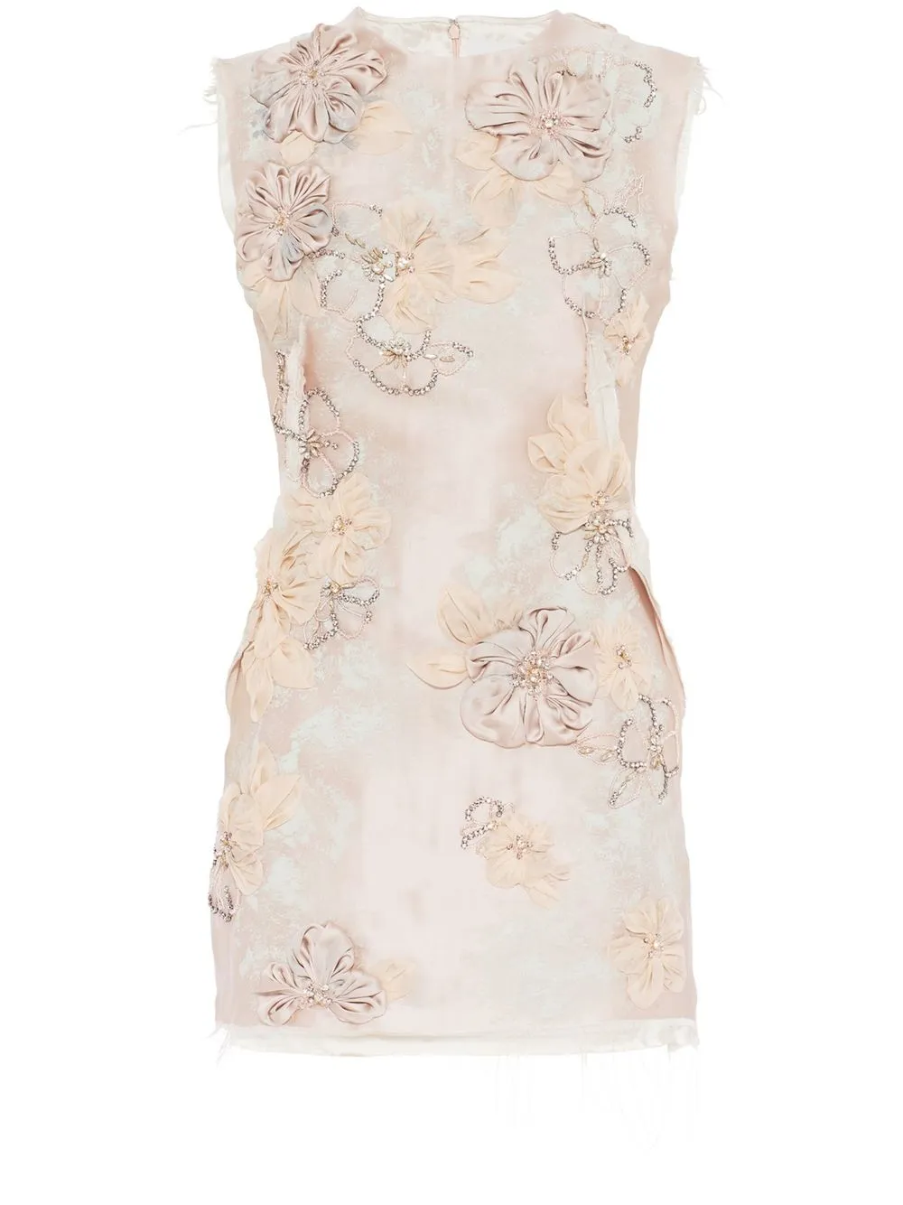 

Miu Miu embroidered satin mini dress - Neutrals