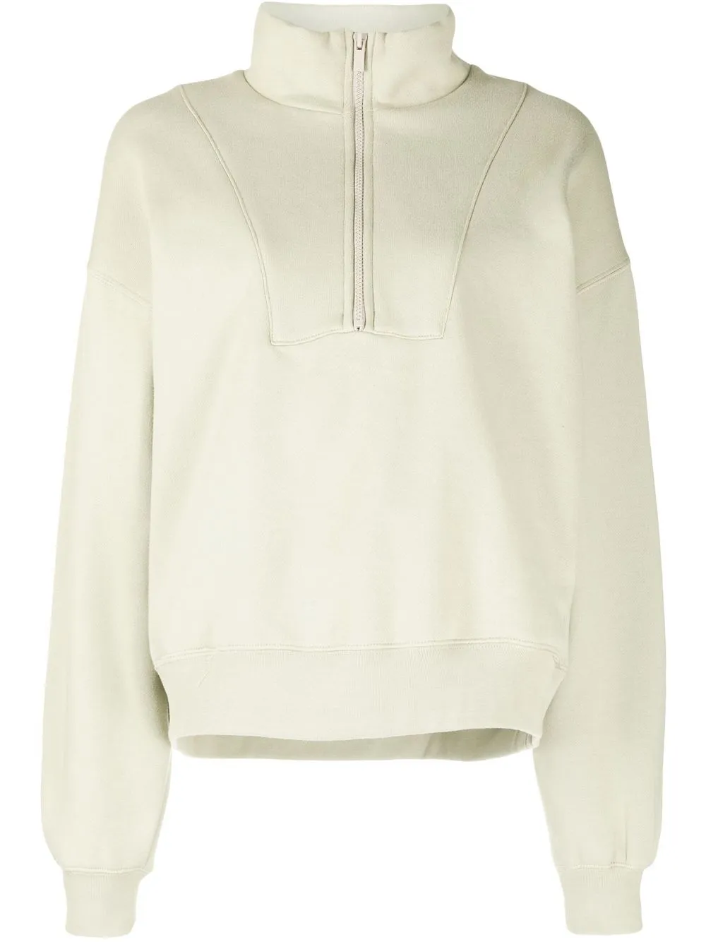 Essentials Zip-front Funnel Neck Jumper In Green