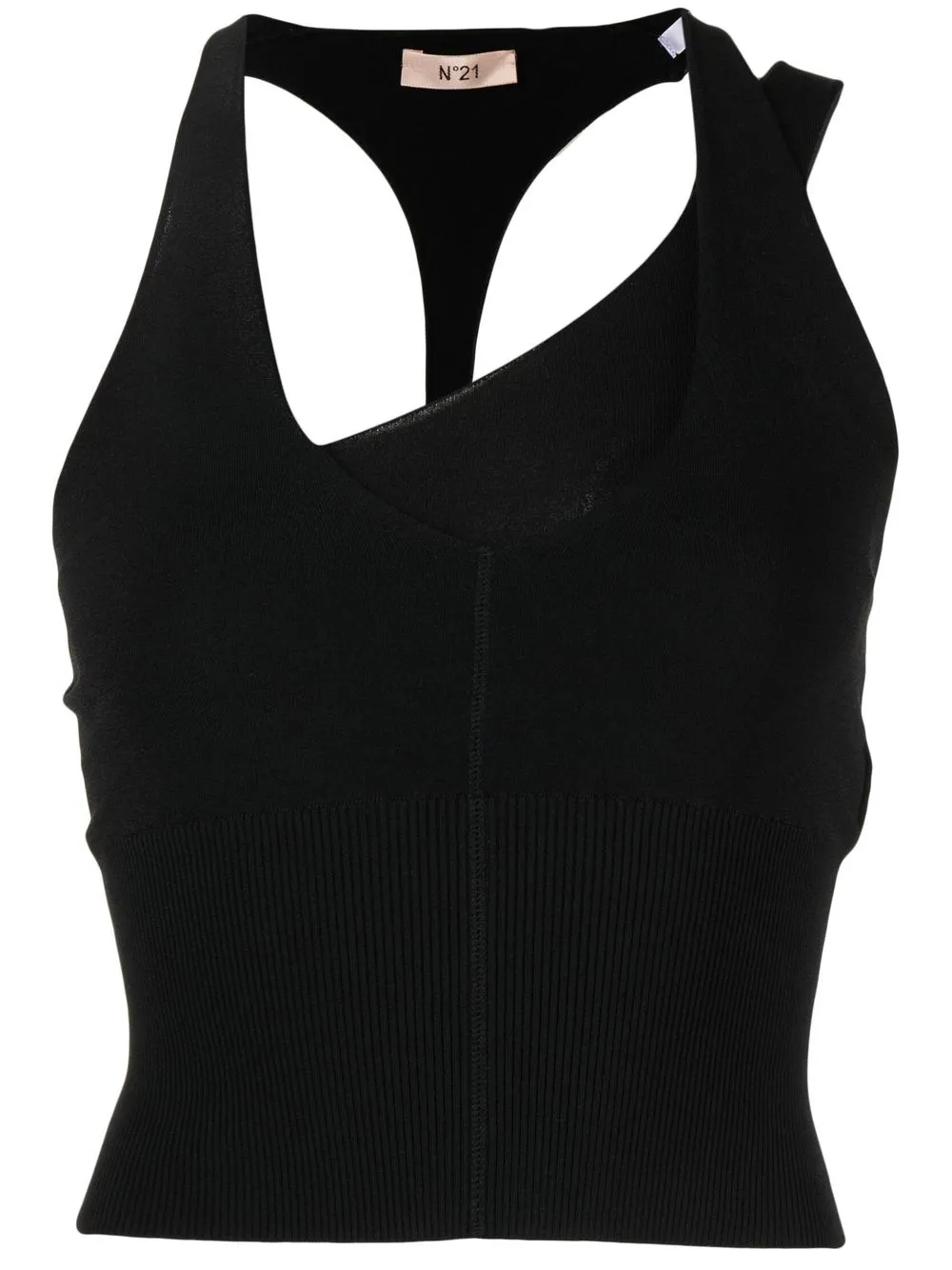 N°21 Asymmetric Cut-out Top In Nero | ModeSens