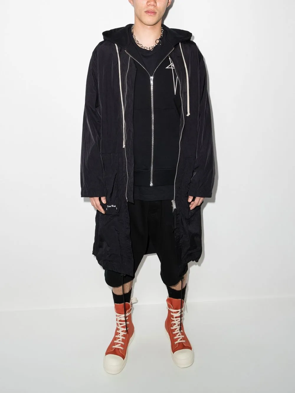 Rick Owens Drkshdw X Champion Jason's Logo Zip-up Cotton Hoodie In Black