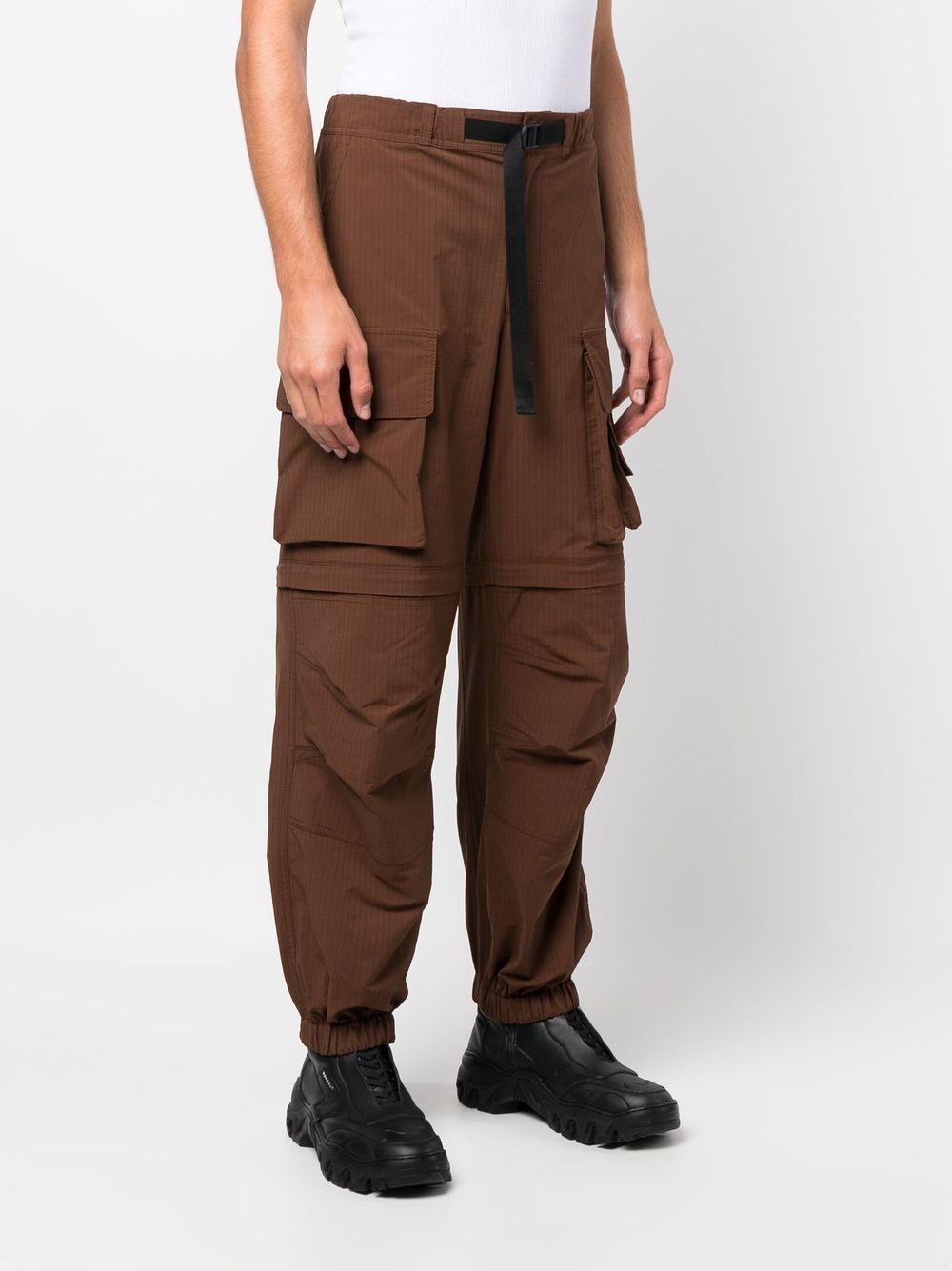 Shop Msgm Mid-rise Cargo Trousers In Brown