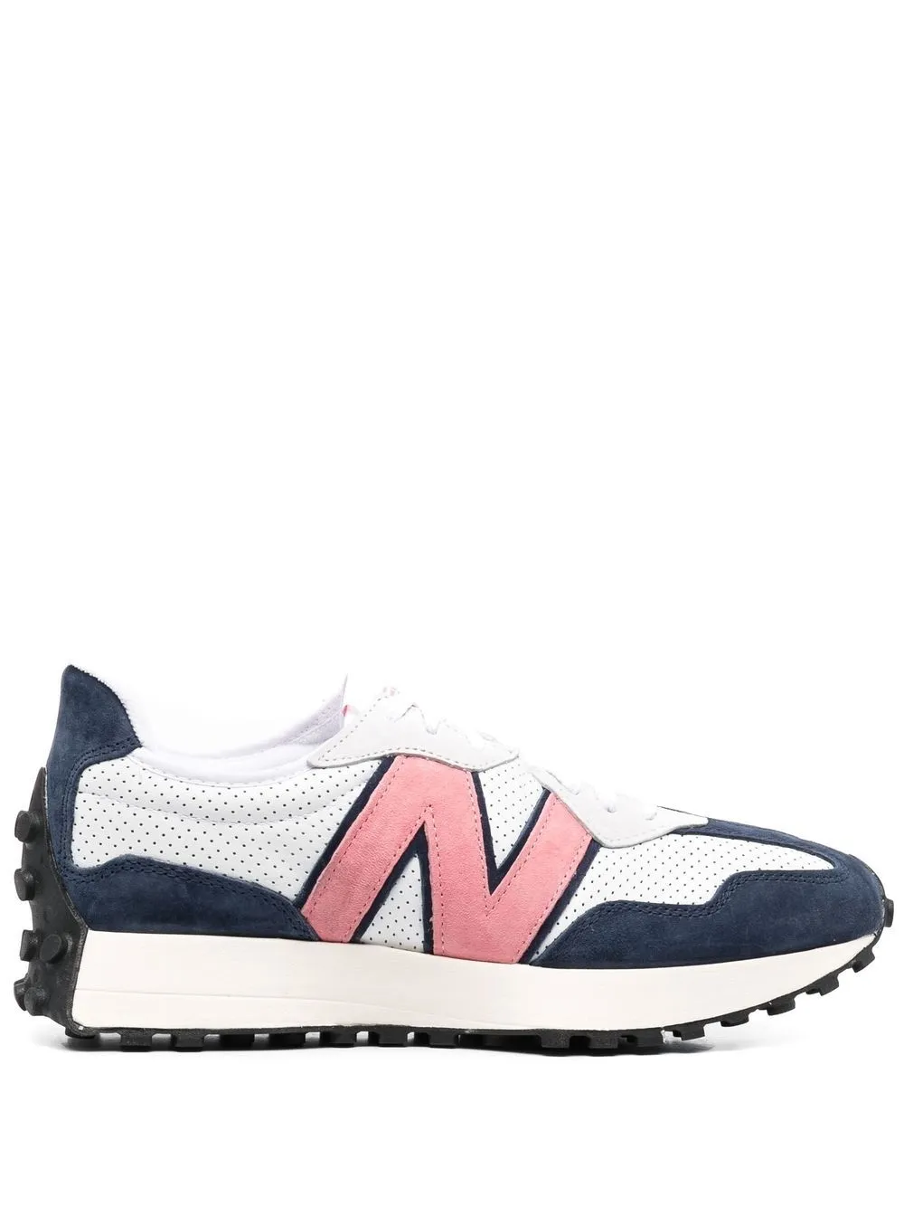 New Balance 327 Perforated Sneakers In White Navy And Pink In Blue