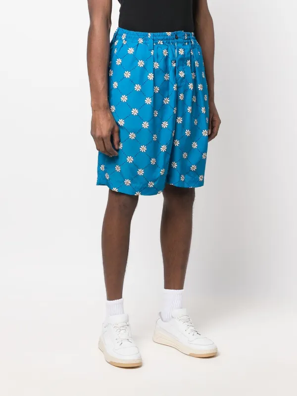 Marni daisy-print Track Shorts | Blue | FARFETCH