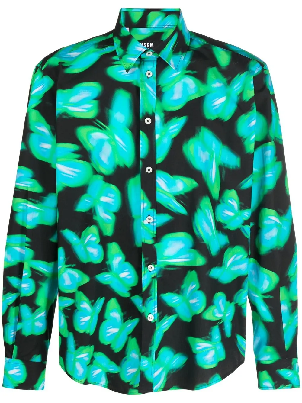 

MSGM camisa con mariposas estampadas - Negro