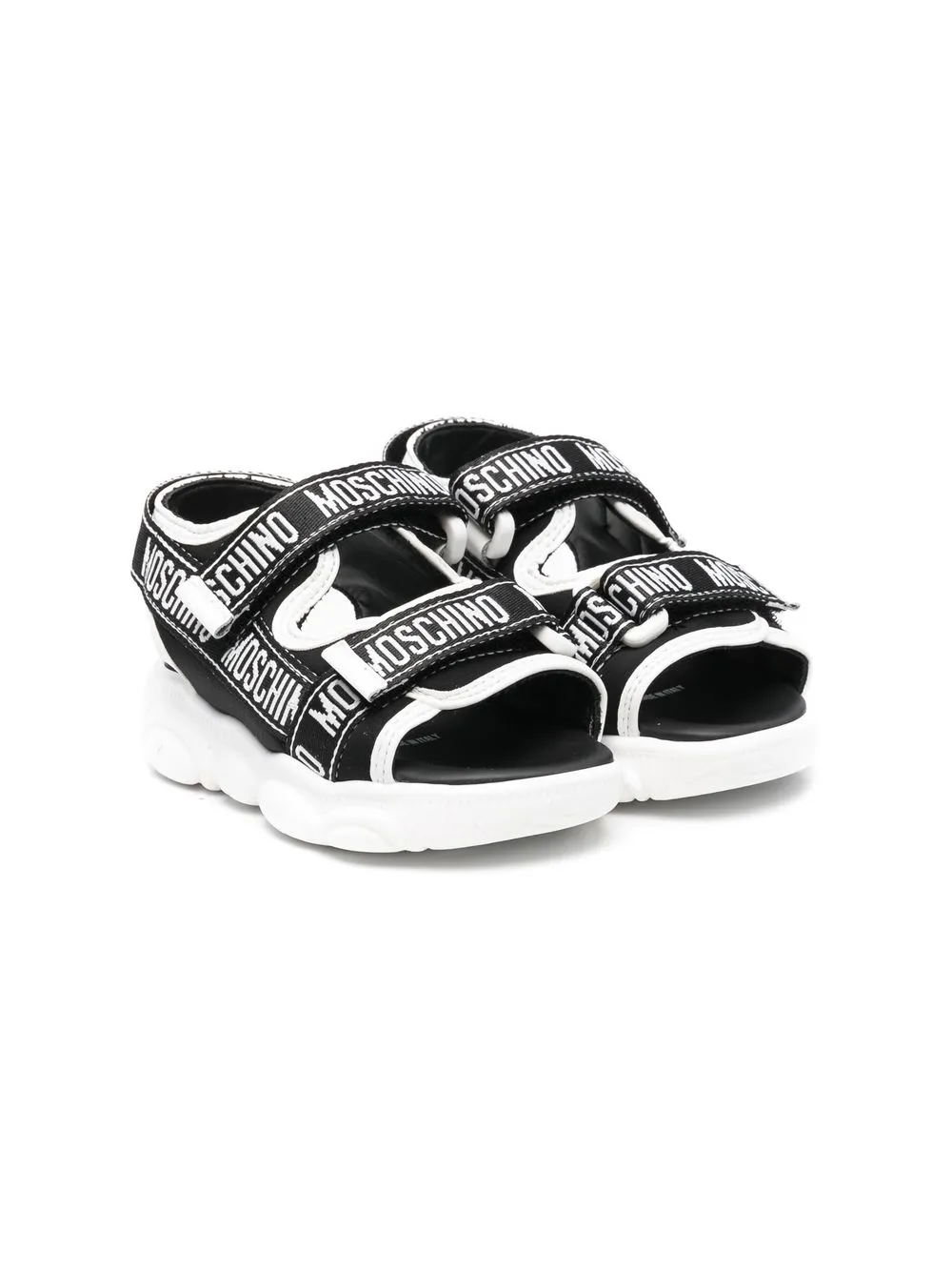 

Moschino Kids sandalias con cierre autoadherente y logo estampado - Negro