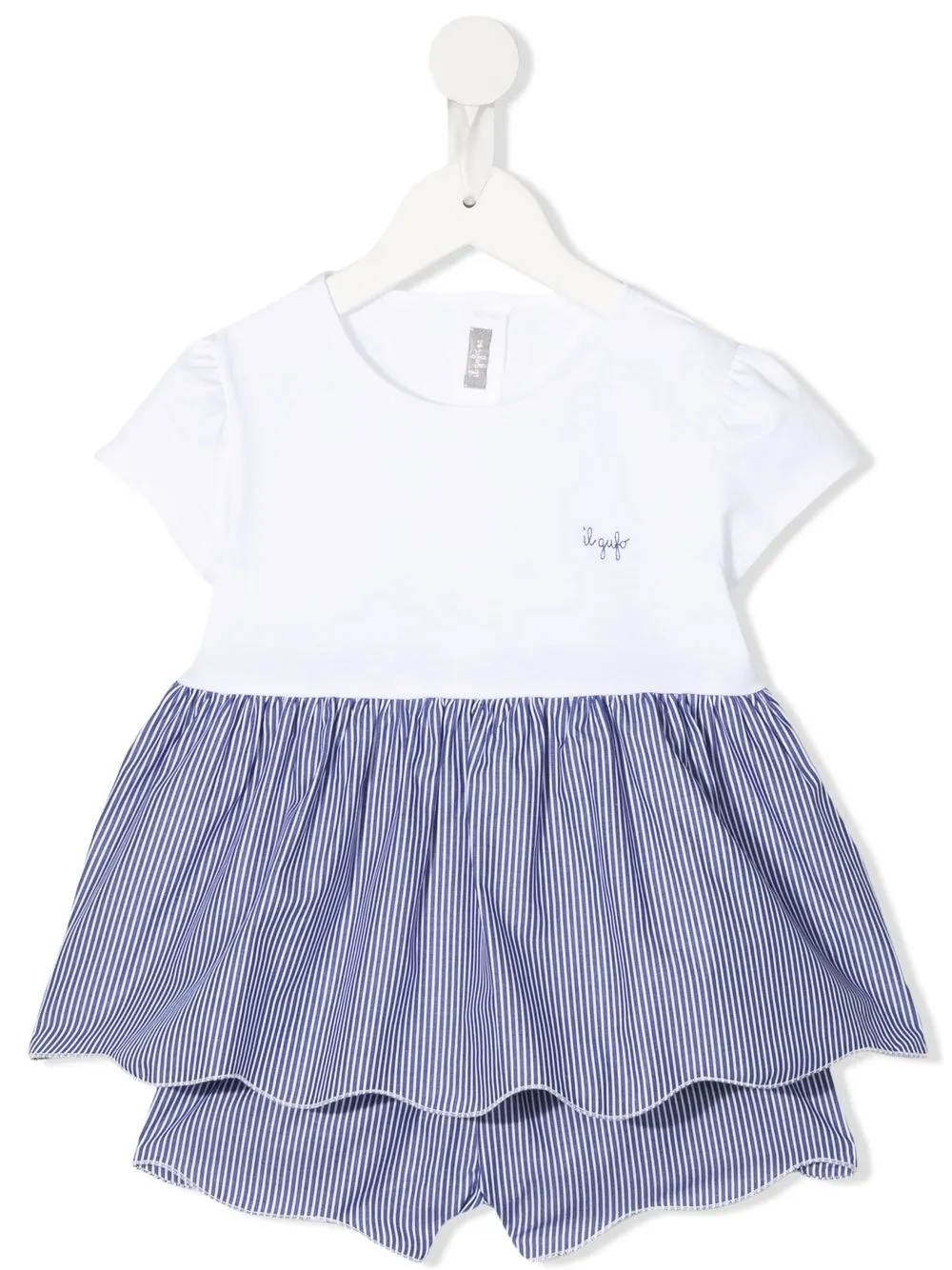 

Il Gufo stripe-print panelled short set - White