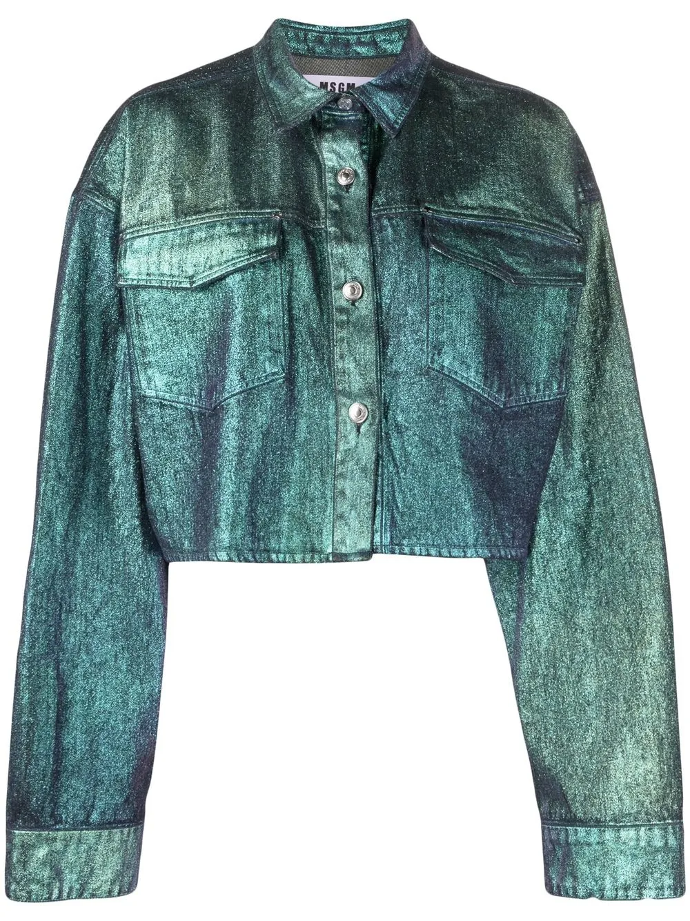 

MSGM metallic-finish denim jacket - Green