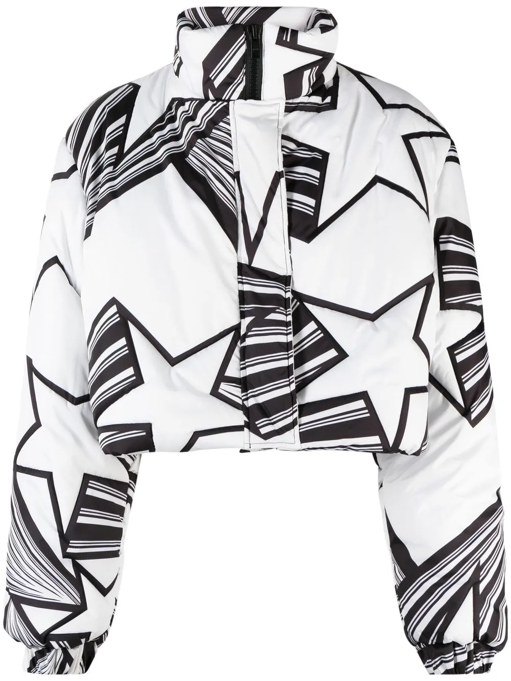 

MSGM Shooting Stars-print cropped puffer jacket - White