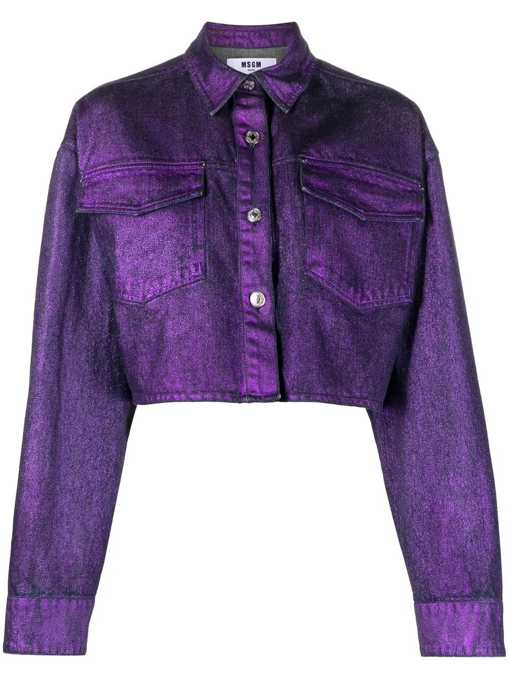 

MSGM metallic-finish denim jacket - Purple