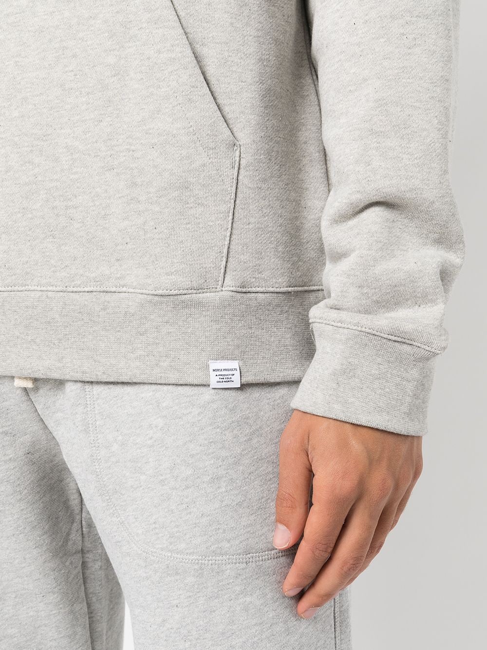 Shop Norse Projects Long-sleeved Cotton Hoodie In Grau