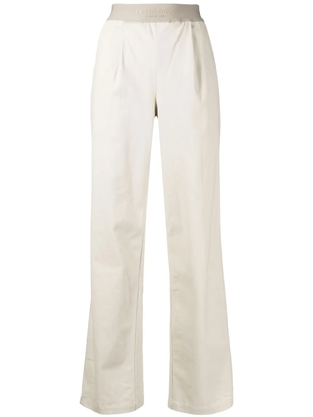 Essentials Logo-waistband Straight-leg Trousers In Grey