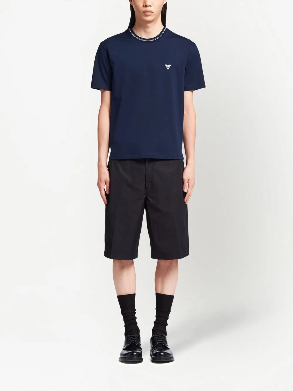 Prada T-shirt met geborduurd logo - Blauw