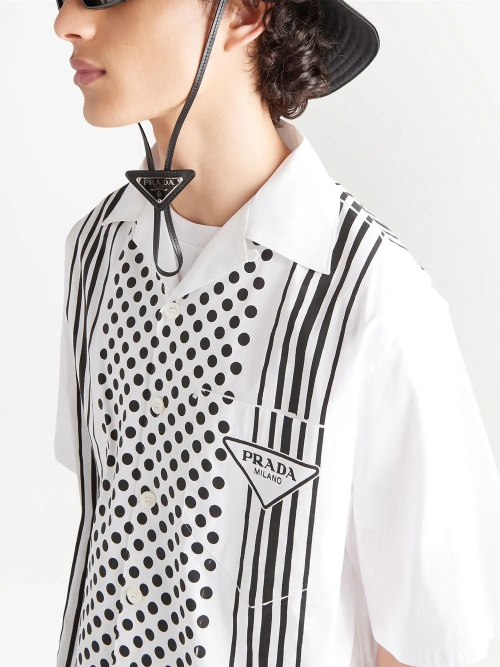 image 4 of prada 短袖混合印花棉衬衫