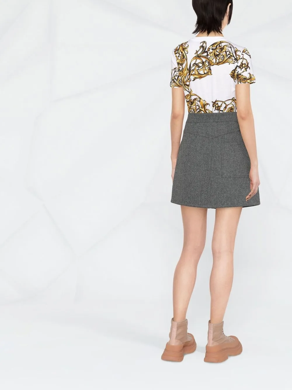 Versace Jeans Couture Barocco Print Short-sleeve T-shirt In Weiss