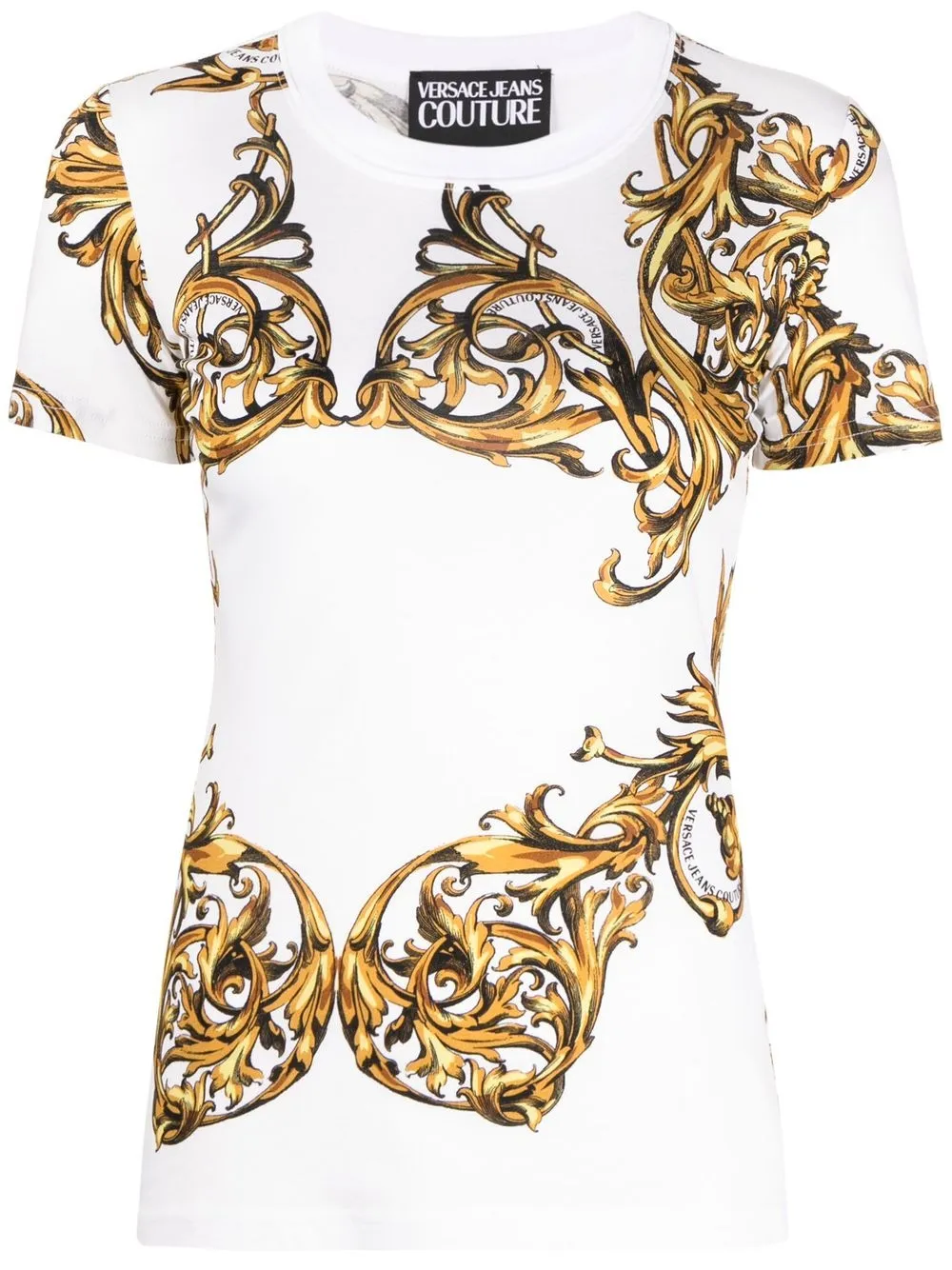 Versace Jeans Couture Barocco Print Short-sleeve T-shirt In Weiss