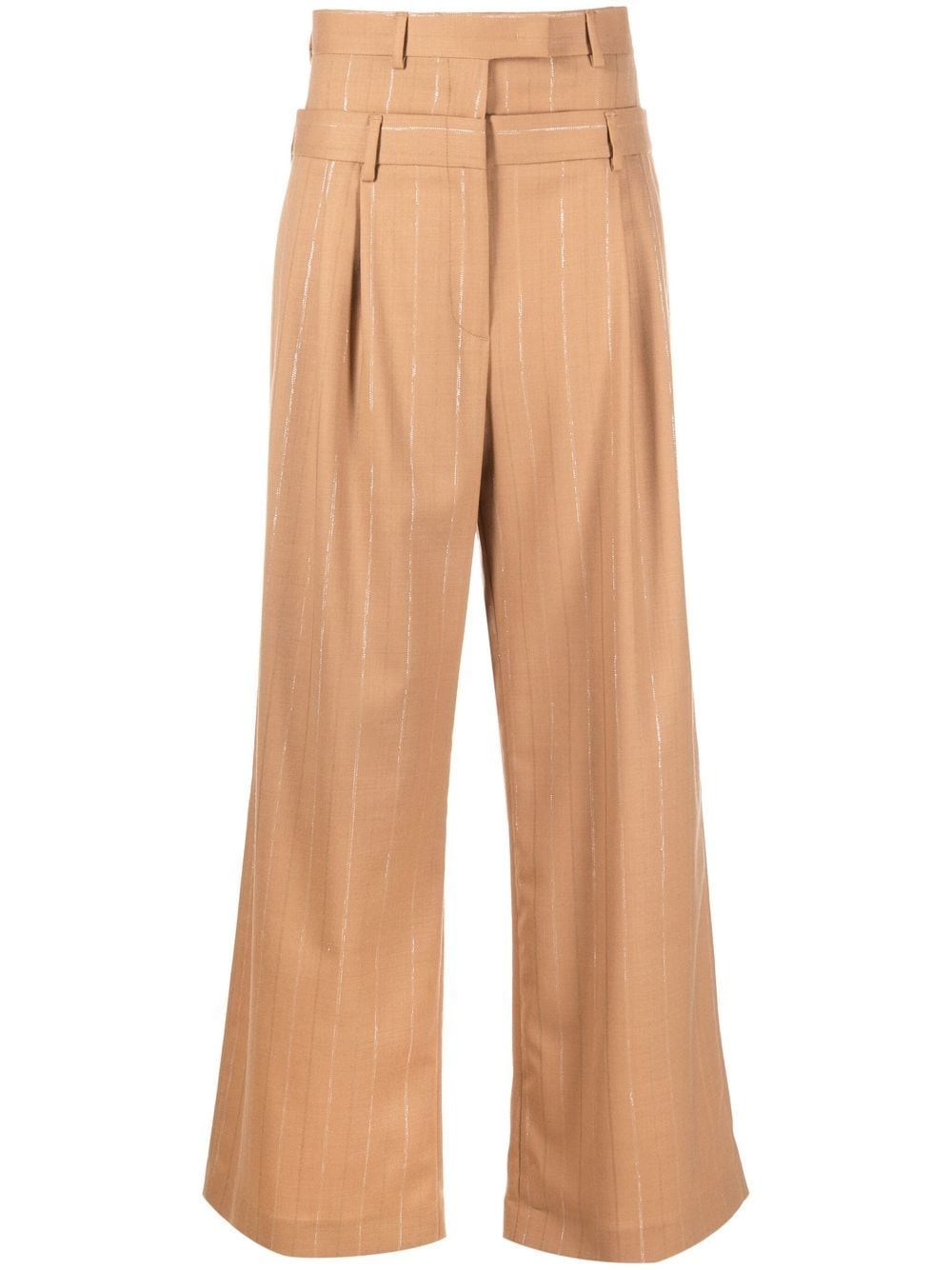 

MSGM layered-waistband wide-leg trousers - Neutrals