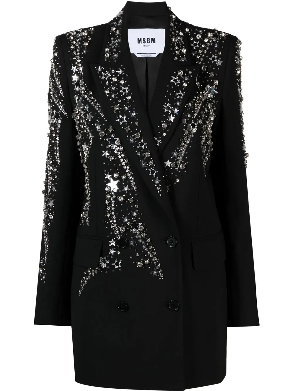 

MSGM bead-embellished double-breasted blazer - Black
