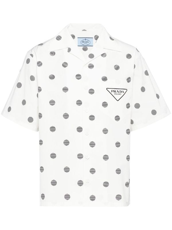 black and white polka dot short sleeve shirt