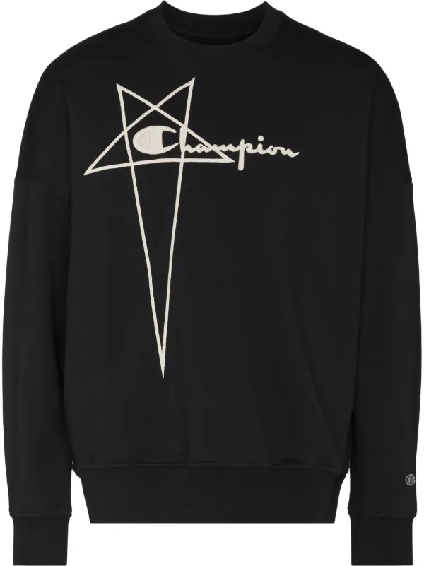 Rick Owens X Champion x Champion logo embroidered Sweatshirt Black FARFETCH