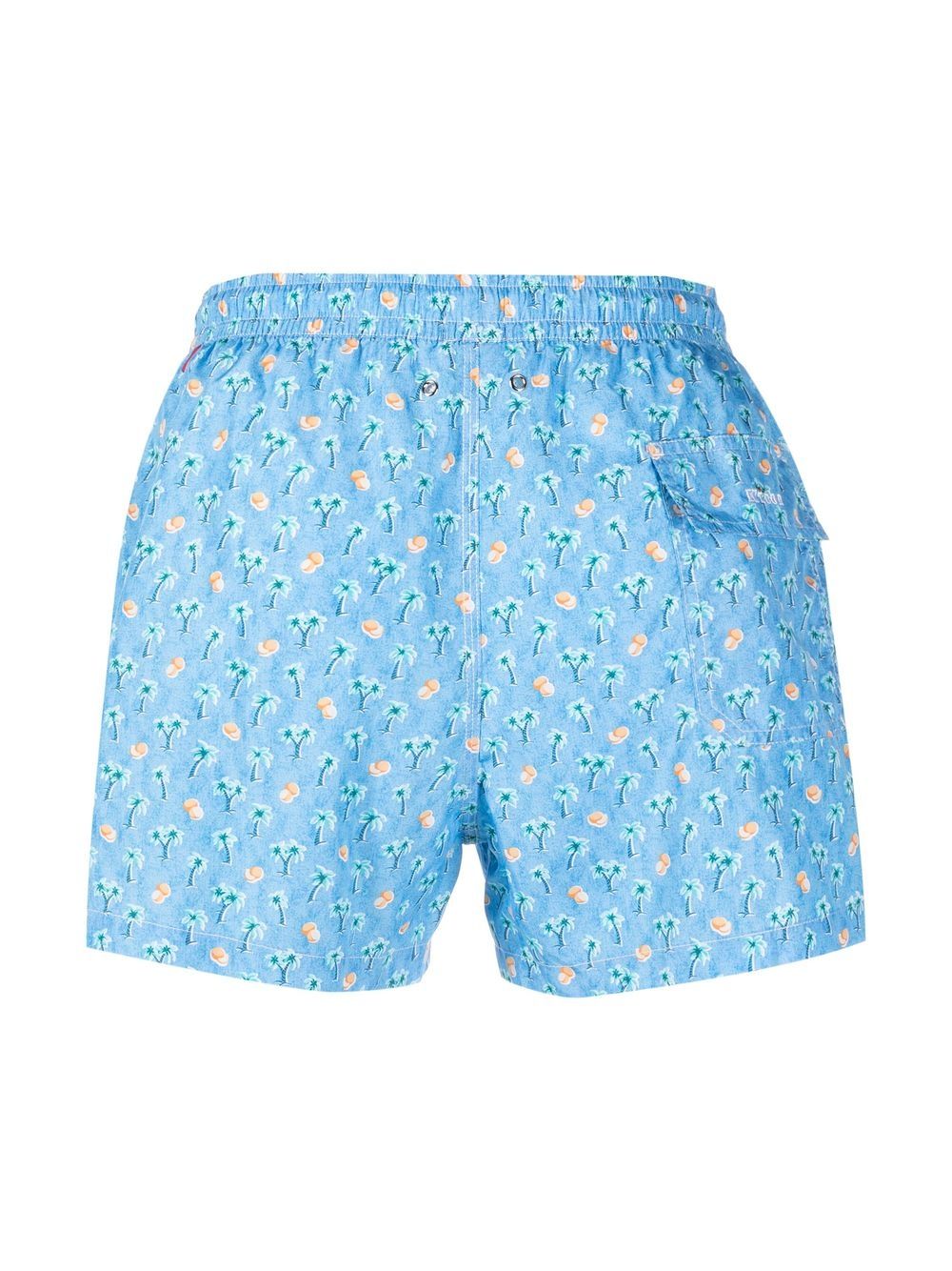 Shop Kiton Motif-print Swim Shorts In Blue