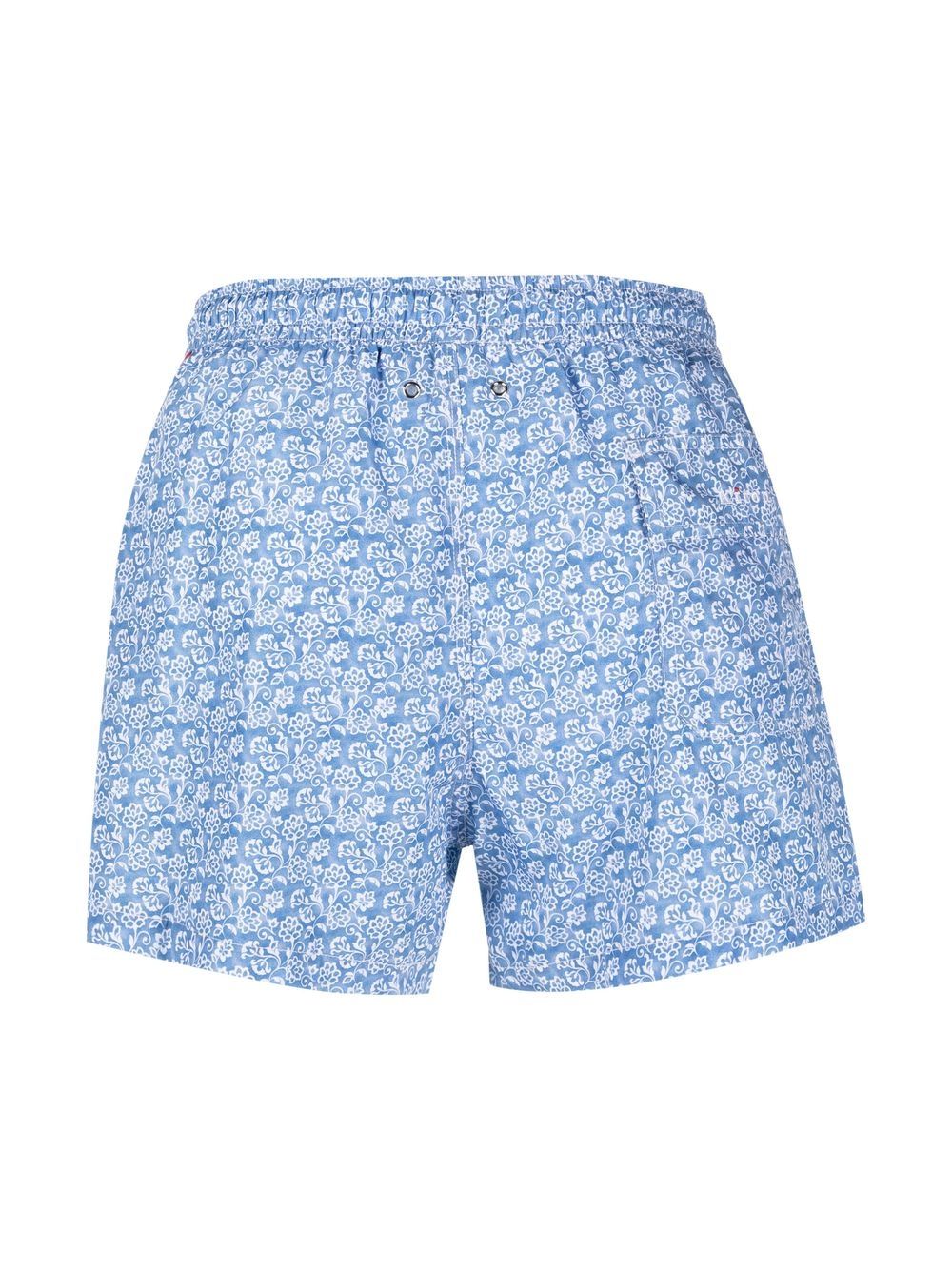 Shop Kiton Floral-print Swim Shorts In Blue