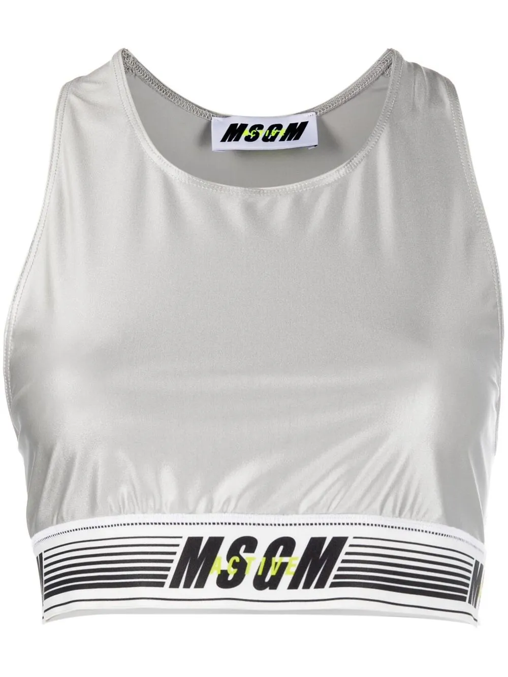 

MSGM top corto con logo estampado - Gris