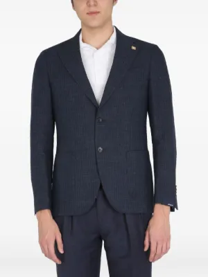 Lardini single-breasted Linen Blazer | Black | FARFETCH JO