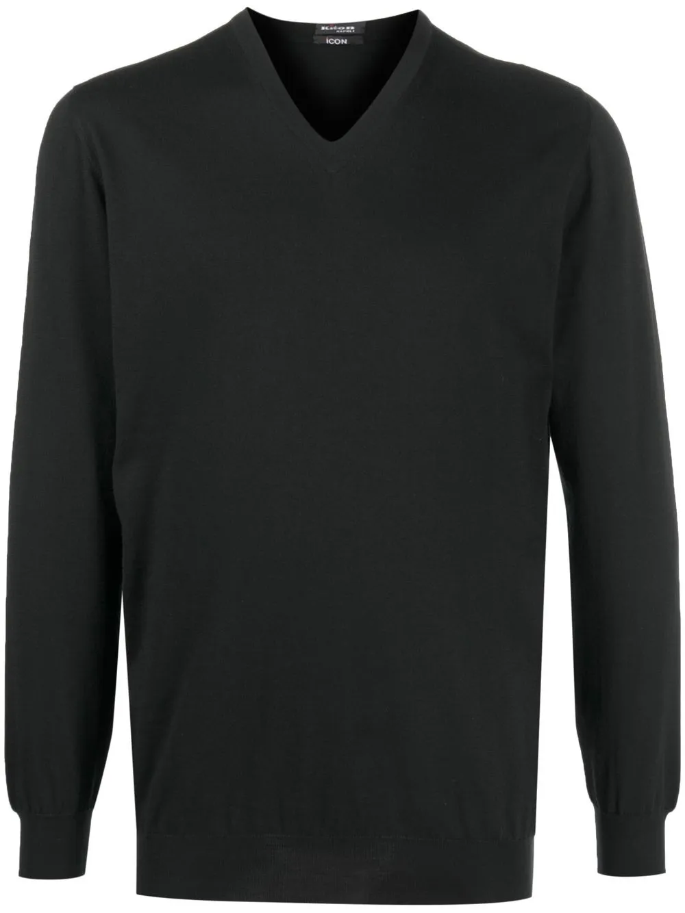 Kiton suéter con cuello en V - Negro