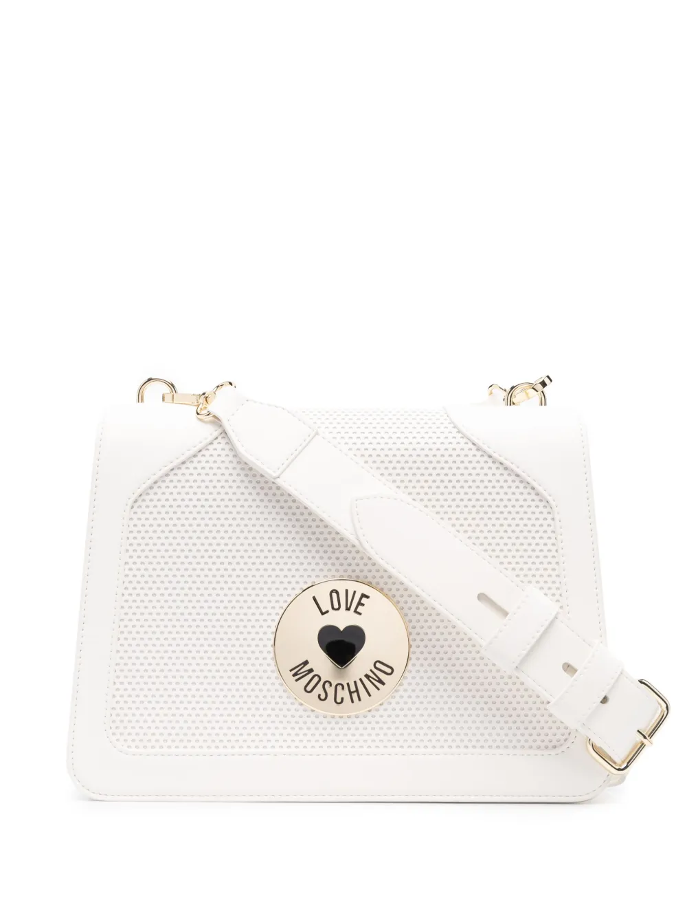 

Love Moschino bolsa crossbody con placa del logo - Blanco