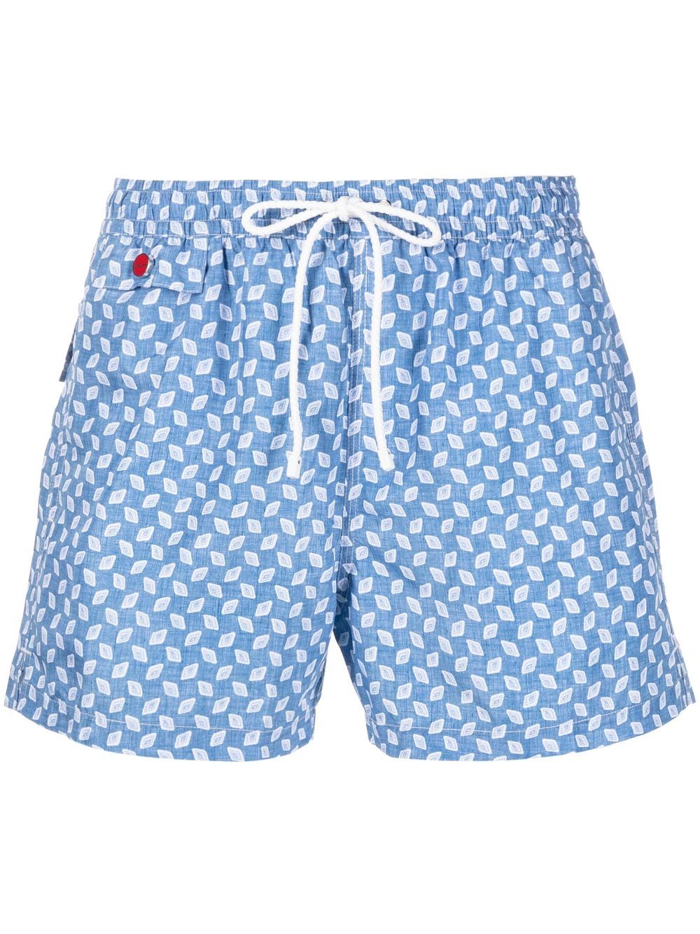 Kiton Abstract-print Swim-shorts In Blue