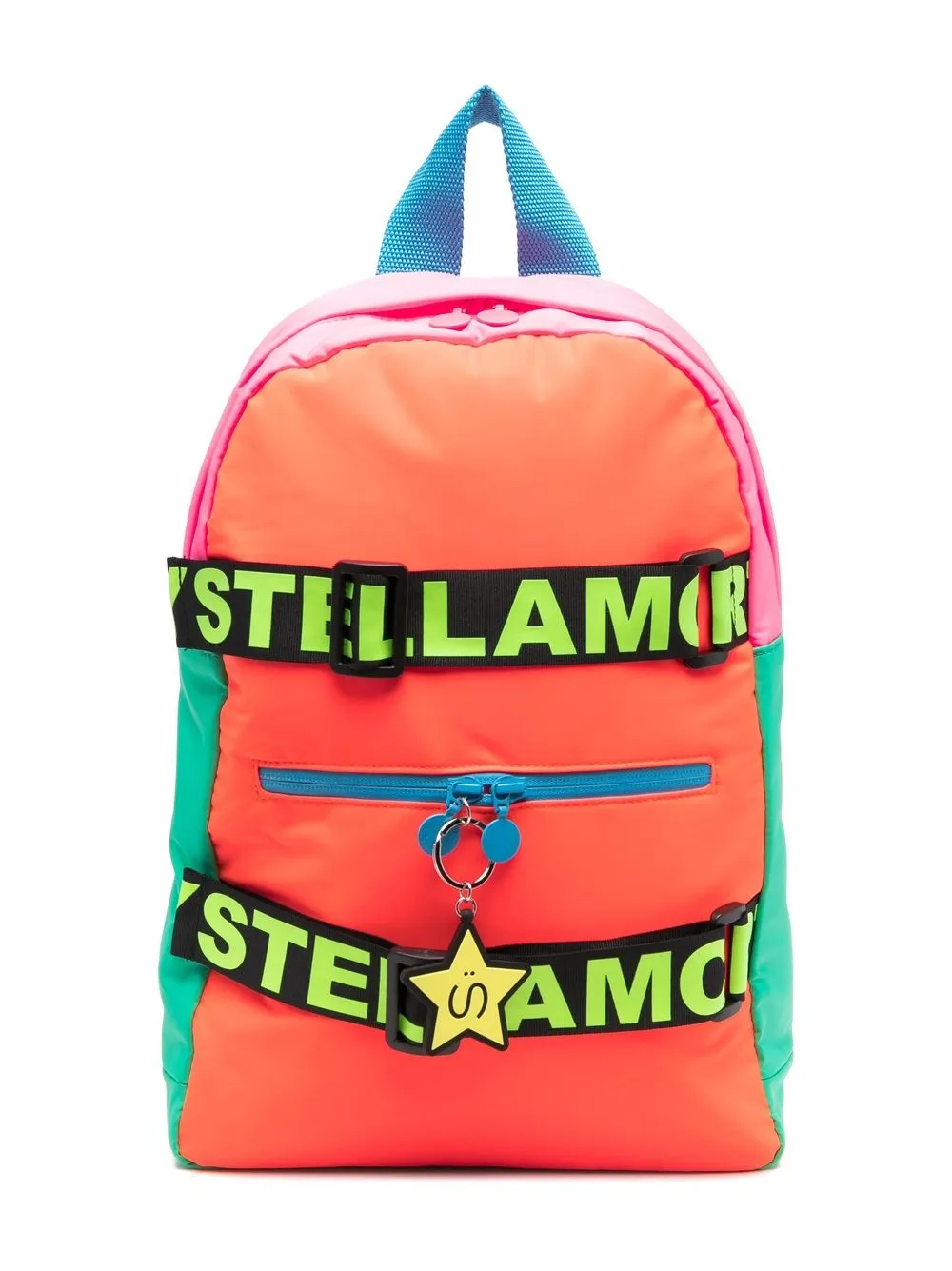 

Stella McCartney Kids mochila con diseño color block y logo estampado - Naranja