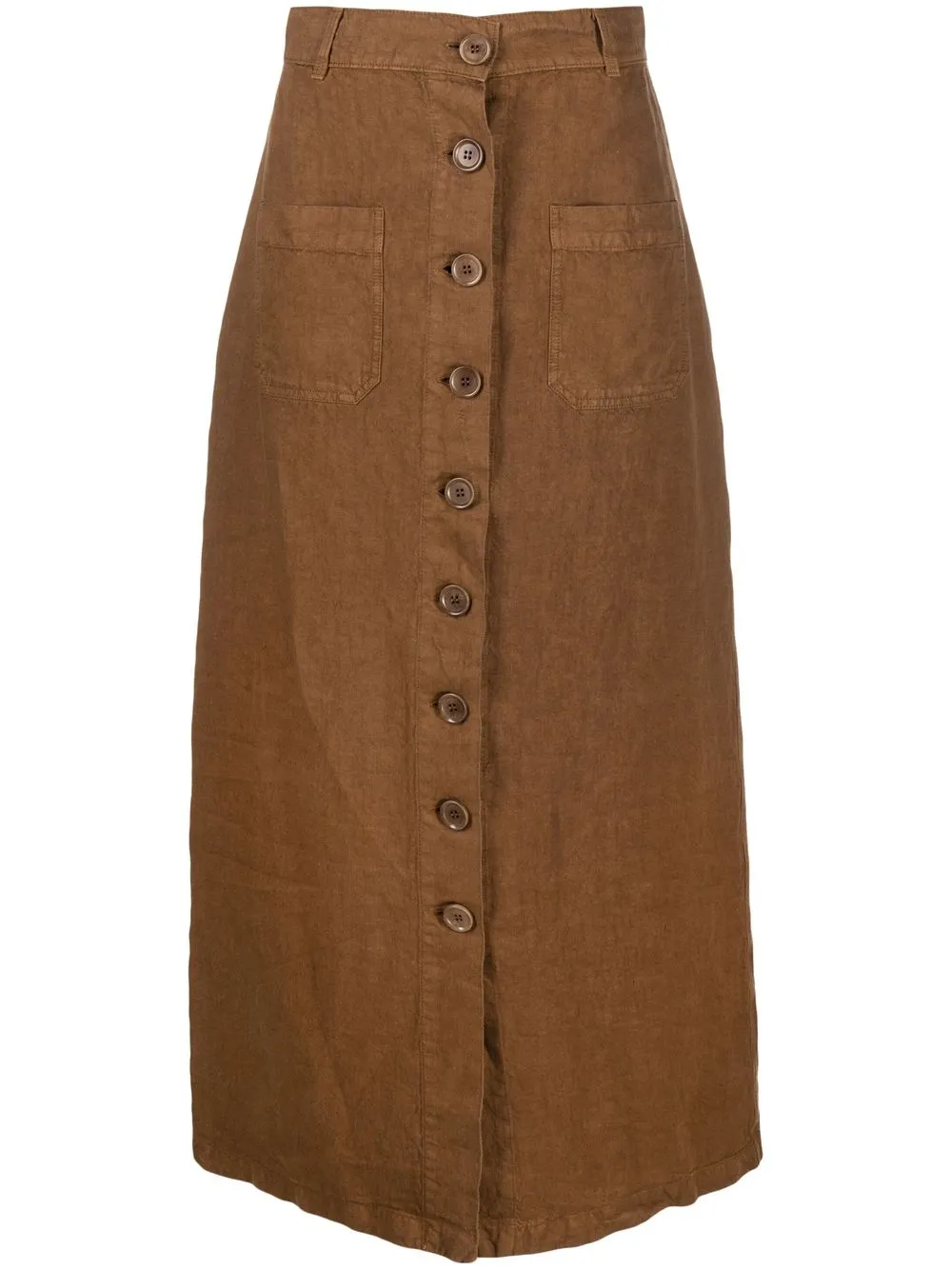 

ASPESI buttoned linen midi skirt - Brown