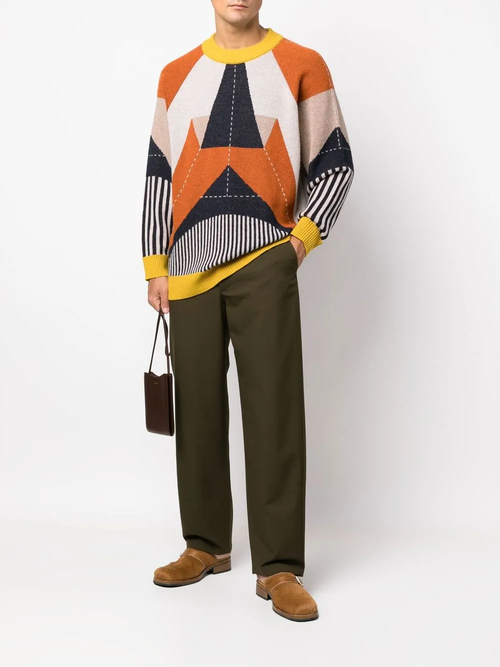 Henrik Vibskov Intarsia trui - Beige