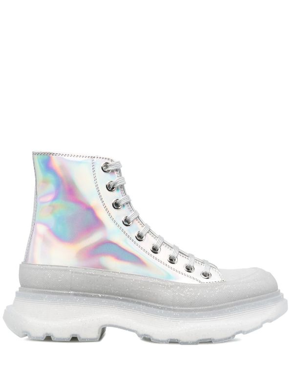 holographic lace up boots