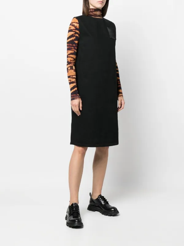 【RALPH LAUREN】ラムスキン ノースリーブ Vネック シフトドレス Raf Simons ノースリーブ シフトドレス | ブラック | FARFETCH JP