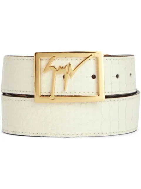 Linum snakeskin-effect leather belt