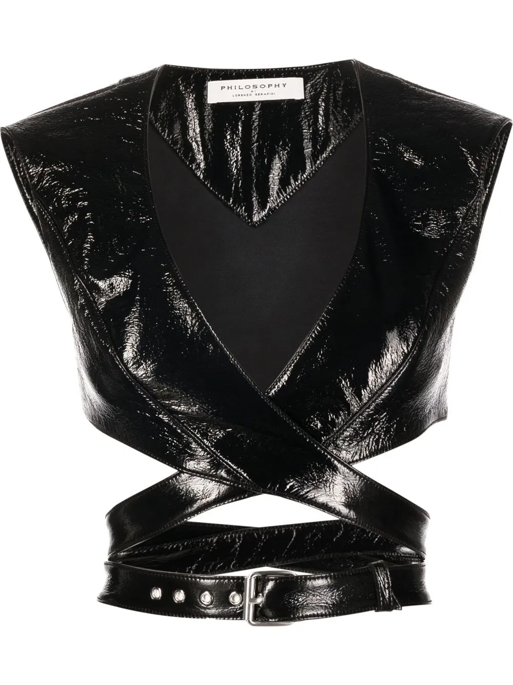 

Philosophy Di Lorenzo Serafini wraparound V-neck cropped top - Black