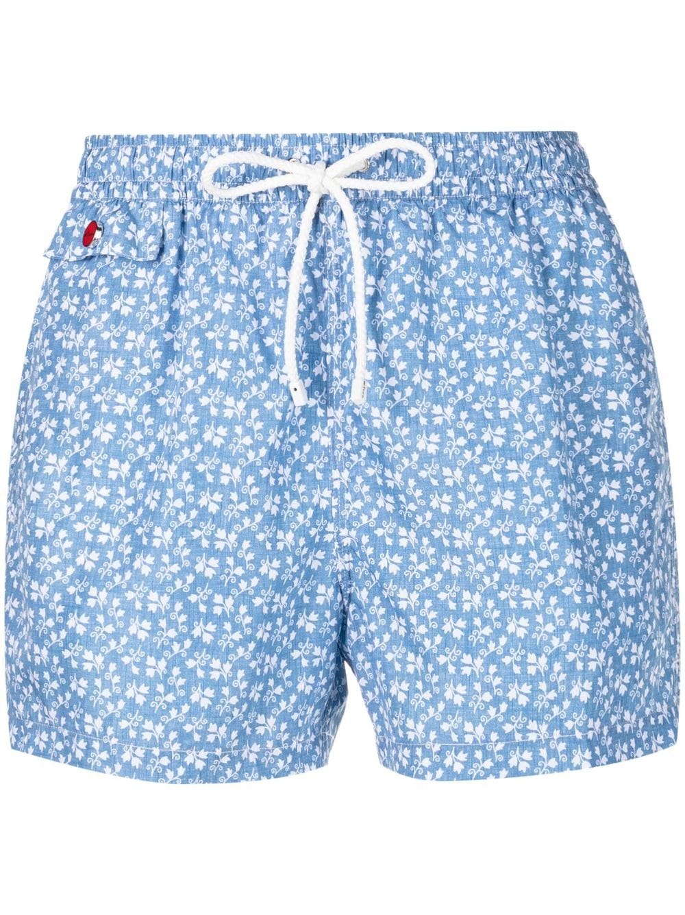 Kiton Motif-print Swim Shorts In Blue